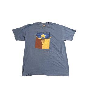 Vintage Hanes Mens Texas Blue Short Sleeve T-shirt Size XL